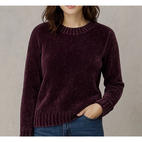 Orvis Sweaters - ORVIS Sweater Womens S Plush Soft Cozy Chenille Pullover Jumper Plum Purple